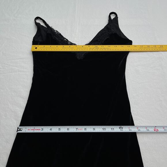 Sandro Paris Dress Women 2 Black Velvet Midi Lace Trim Slip Party Cocktail Goth - Picture 11 of 12